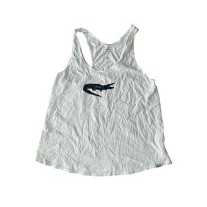 Prana Womens White Organic Cotton See You Later Alligator Racerback Tank Top L